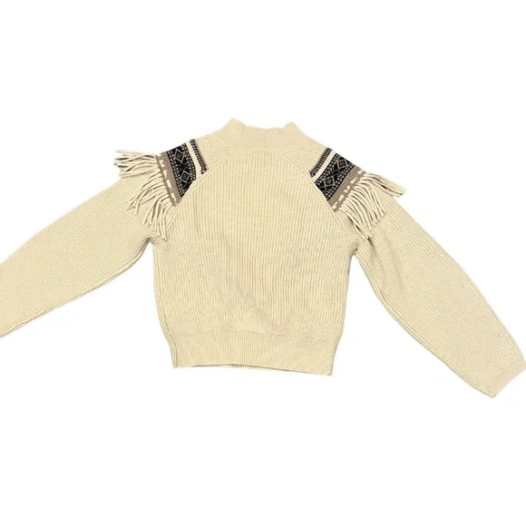 Z Supply Cream Fringe Fair Isle Crew Sweater - Picture 5 of 5